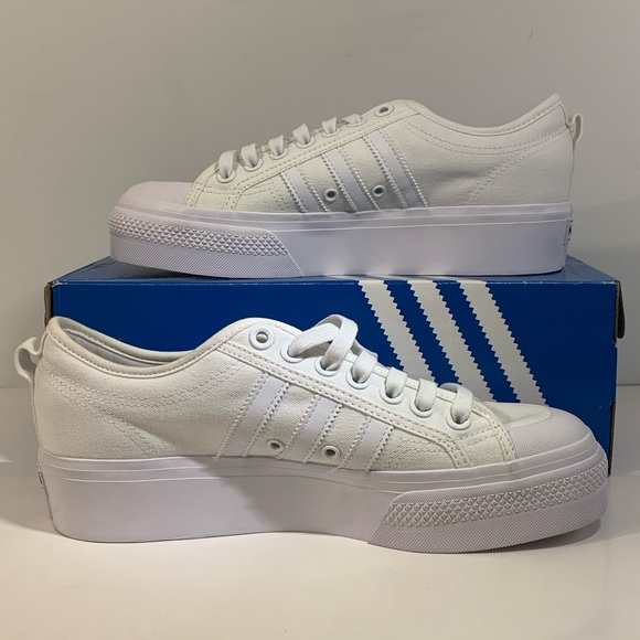 🤍[BRAND NEW] ADIDAS NIZZA PLATFORM TRIPLE WHITE WOMENS SHOES SIZE 10 SNEAKERS🤍 - Picture 3 of 10